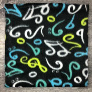 music notes blue green gaiter neck warmer fleece Scarf Tube Earmuff Gator cowl